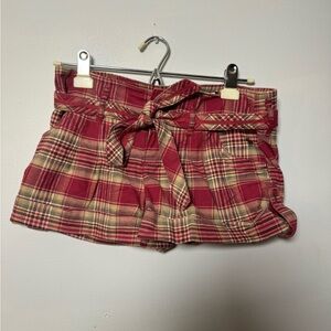 Plaid Red and Tan Shorts with Bow